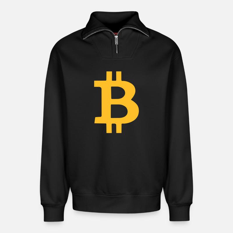 bitcoin - Relaxed Unisex Organic Half Zip Sweatshirt – by SPREAD - black
