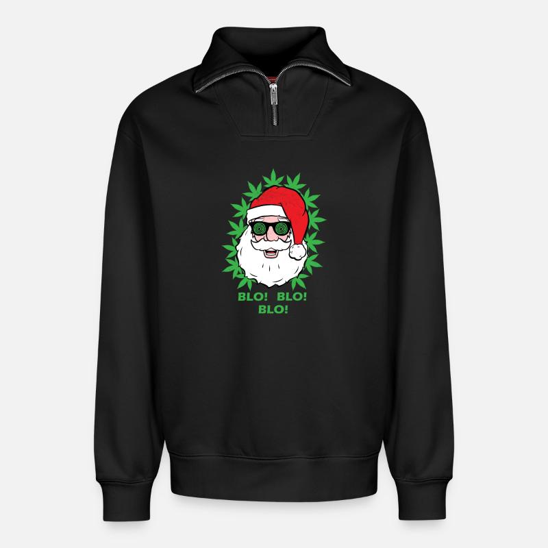 Weihnachtsmann - Blo! Blo! Blo! - Relaxed Unisex Organic Half Zip Sweatshirt – von SPREAD - Schwarz