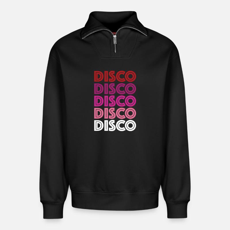 Disco Disco Disco - Sweat unisexe décontracté en coton biologique à demi-zip – de SPREAD - noir