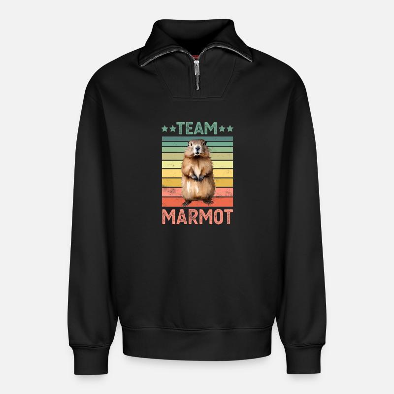 Murmeltier - Relaxed Unisex Organic Half Zip Sweatshirt – von SPREAD - Schwarz