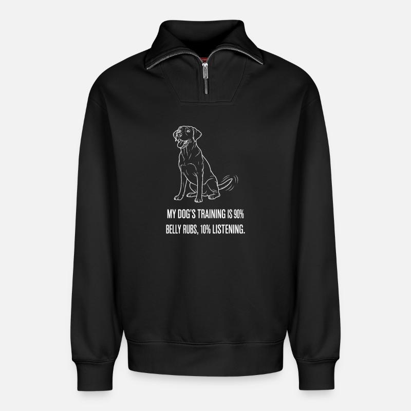 Bauchkraulen-Training - Relaxed Unisex Organic Half Zip Sweatshirt – von SPREAD - Schwarz