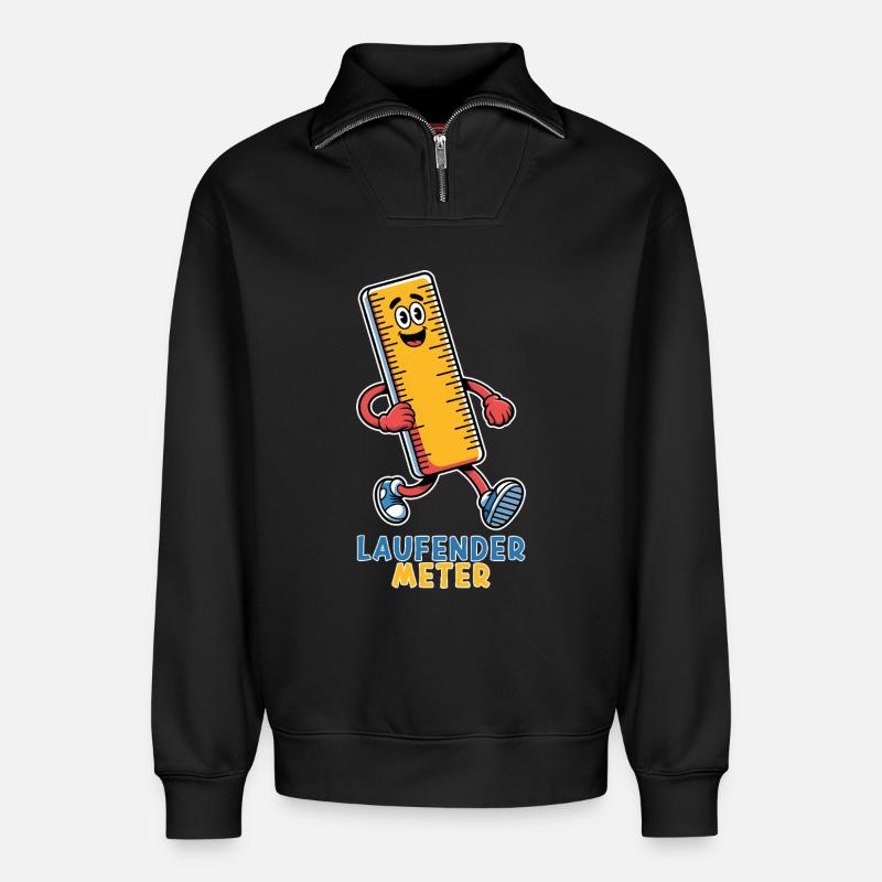 Laufender Meter klein lustig Zwerg Spitzname - Relaxed Unisex Organic Half Zip Sweatshirt – von SPREAD - Schwarz