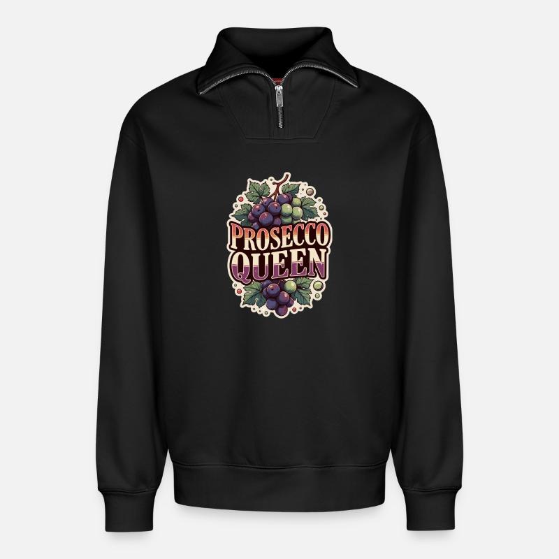 Prosecco-Queen-Party - Relaxed Unisex Organic Half Zip Sweatshirt – von SPREAD - Schwarz