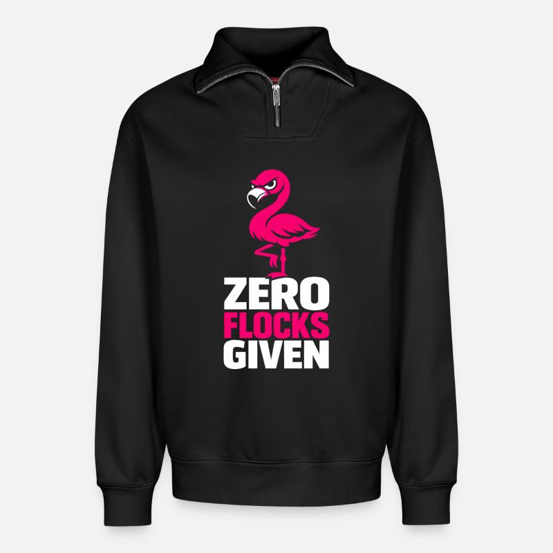 Zero Flocks Given - Relaxed Unisex Organic Half Zip Sweatshirt – by SPREAD - black