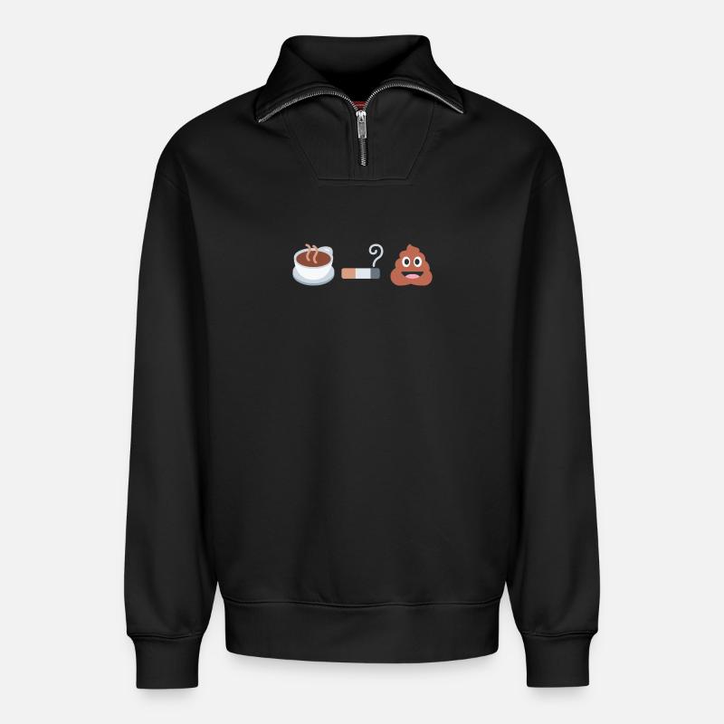 Kaffee, Kippe, K*cken - Relaxed Unisex Organic Half Zip Sweatshirt – von SPREAD - Schwarz