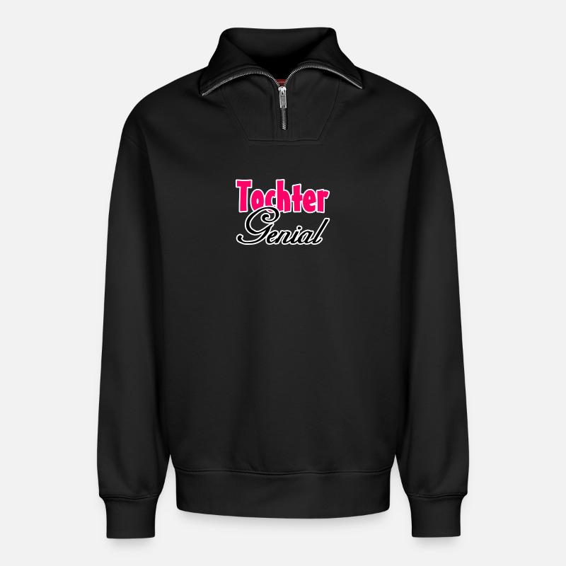 Tochter Genial Geschenk - Relaxed Unisex Organic Half Zip Sweatshirt – von SPREAD - Schwarz