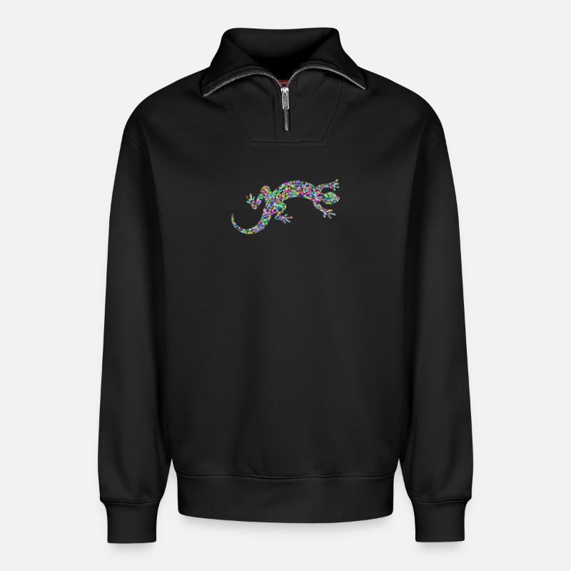 Gecko, Salamander, patterncontest - Relaxed Unisex Organic Half Zip Sweatshirt – von SPREAD - Schwarz