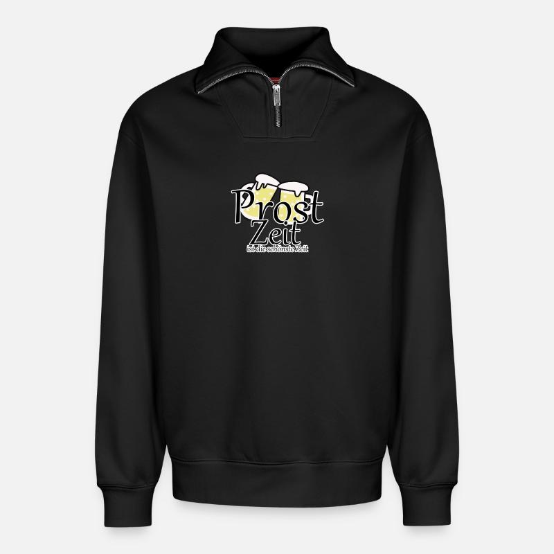 Prost Bier Biergarten Spruch - Relaxed Unisex Organic Half Zip Sweatshirt – von SPREAD - Schwarz