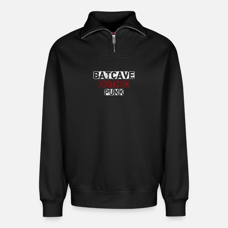 Batcave Gothic Punk - Relaxed Unisex Organic Half Zip Sweatshirt – von SPREAD - Schwarz