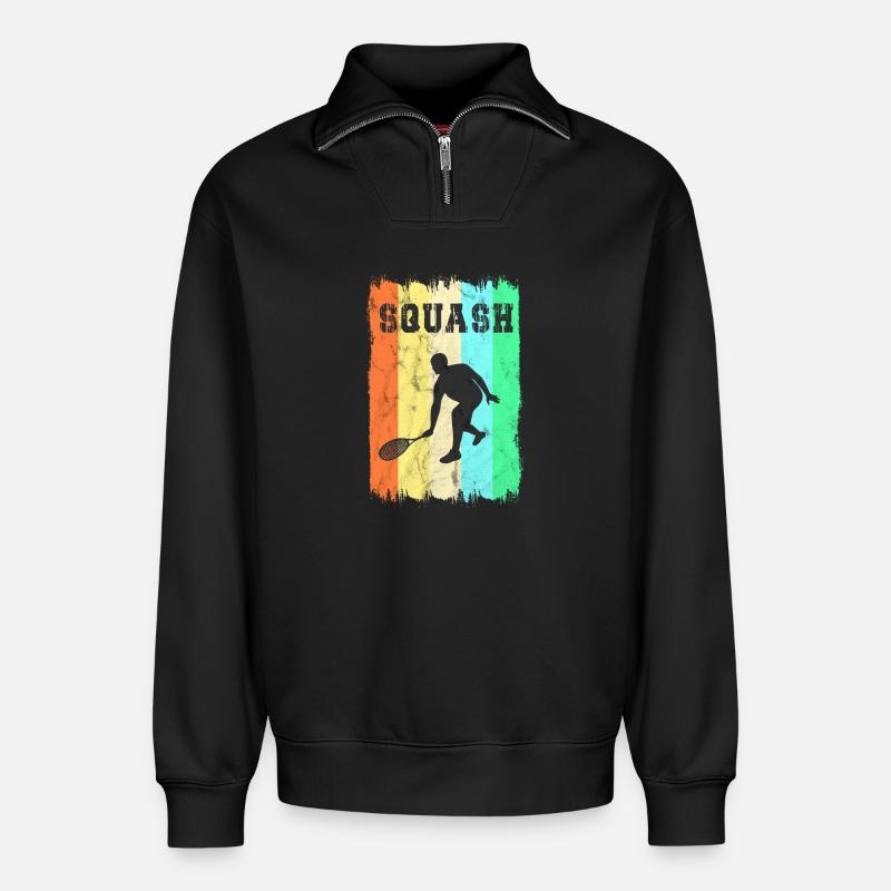 Squash Sport Design - Relaxed Unisex Organic Half Zip Sweatshirt – von SPREAD - Schwarz