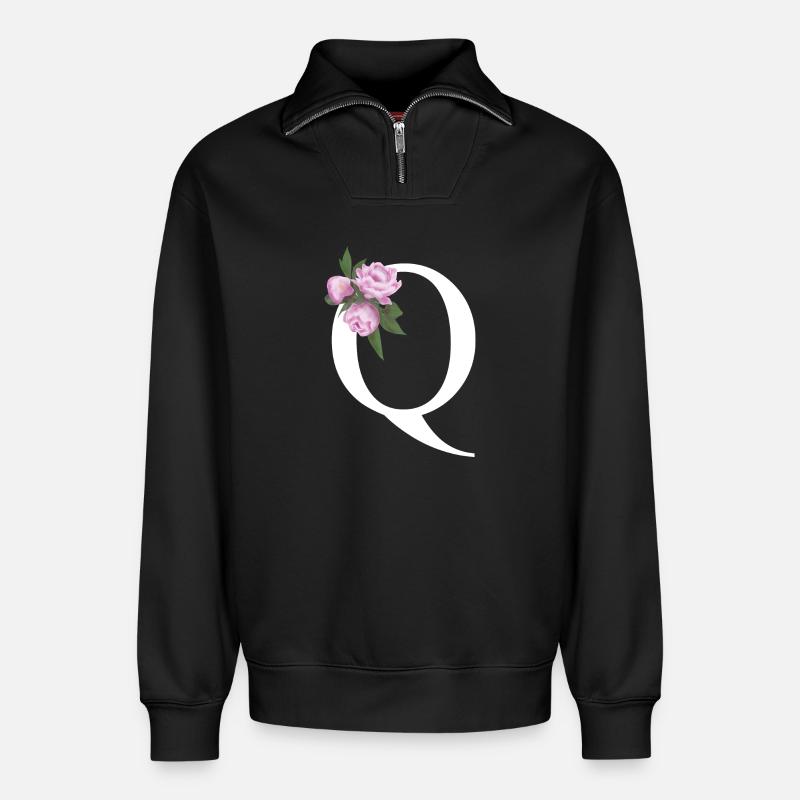 Q - Relaxed Unisex Organic Half Zip Sweatshirt – von SPREAD - Schwarz