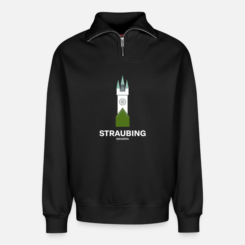 Straubing - Relaxed Unisex Organic Half Zip Sweatshirt – von SPREAD - Schwarz