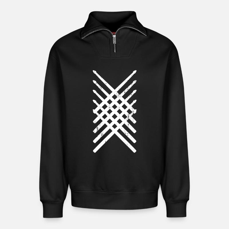 Drumsticks - Relaxed Unisex Organic Half Zip Sweatshirt – von SPREAD - Schwarz