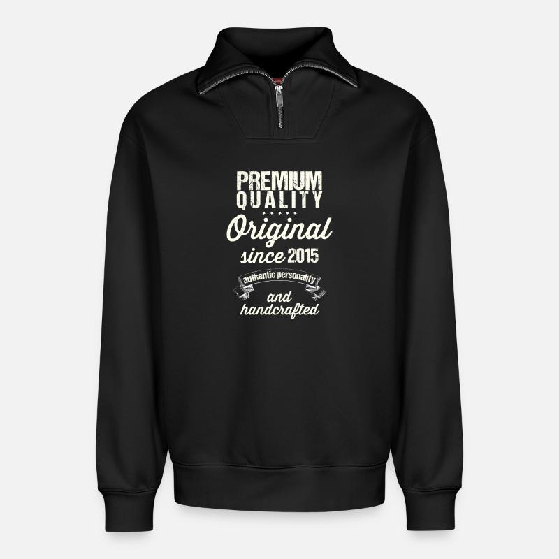 2015 Yearbook - Relaxed Unisex Organic Half Zip Sweatshirt – by SPREAD - black