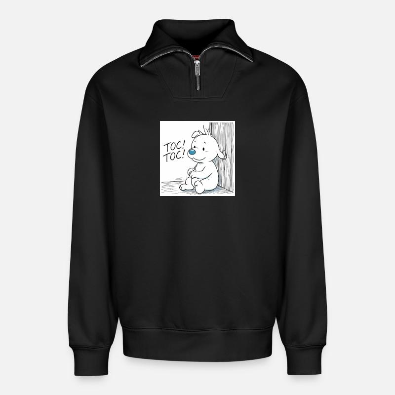 Idéfix Frappe Toc Toc Toc - Relaxed Unisex Organic Half Zip Sweatshirt – von SPREAD - Schwarz
