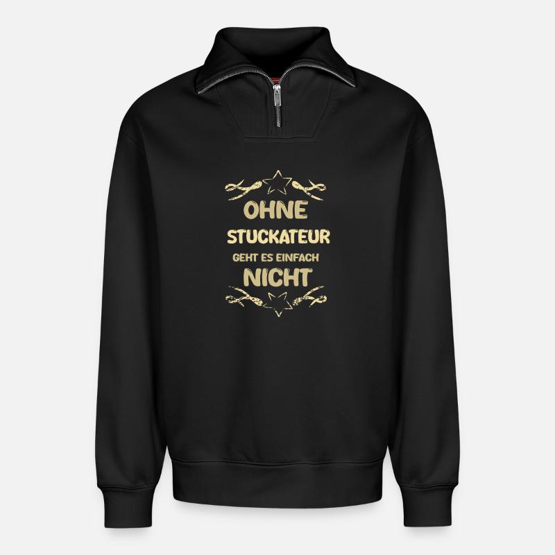 Plasterer - Relaxed Unisex Organic Half Zip Sweatshirt – by SPREAD - black