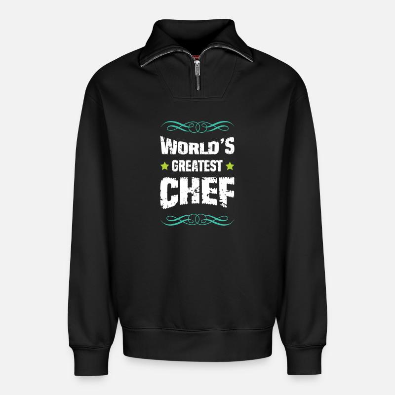 Weltbester Chef - Relaxed Unisex Organic Half Zip Sweatshirt – von SPREAD - Schwarz