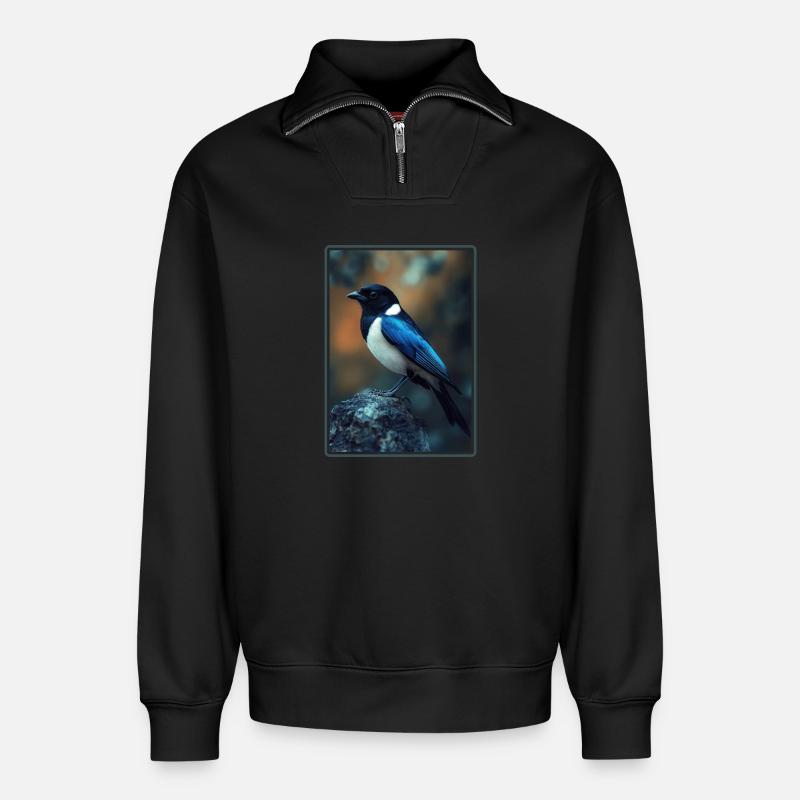 Elstern Elster - Relaxed Unisex Organic Half Zip Sweatshirt – von SPREAD - Schwarz