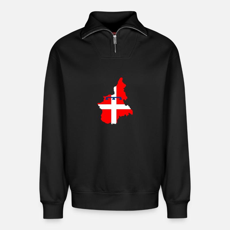 Piemont Italien - Relaxed Unisex Organic Half Zip Sweatshirt – von SPREAD - Schwarz