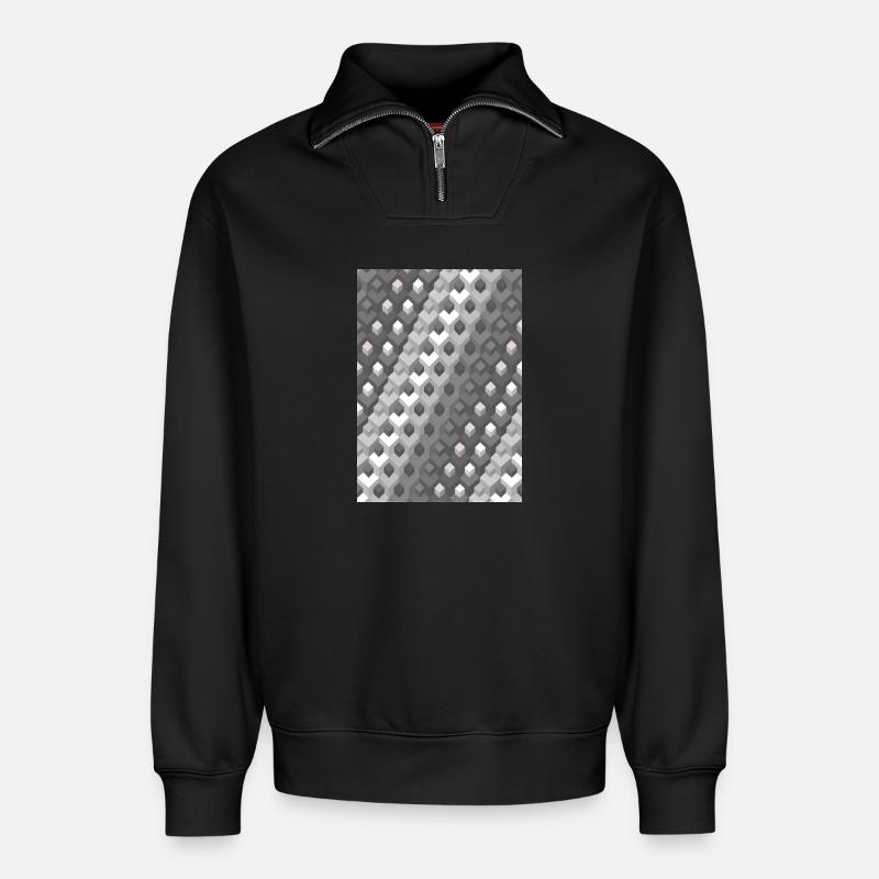 Grayscale gradient Left turn - Relaxed Unisex Organic Half Zip Sweatshirt – by SPREAD - black