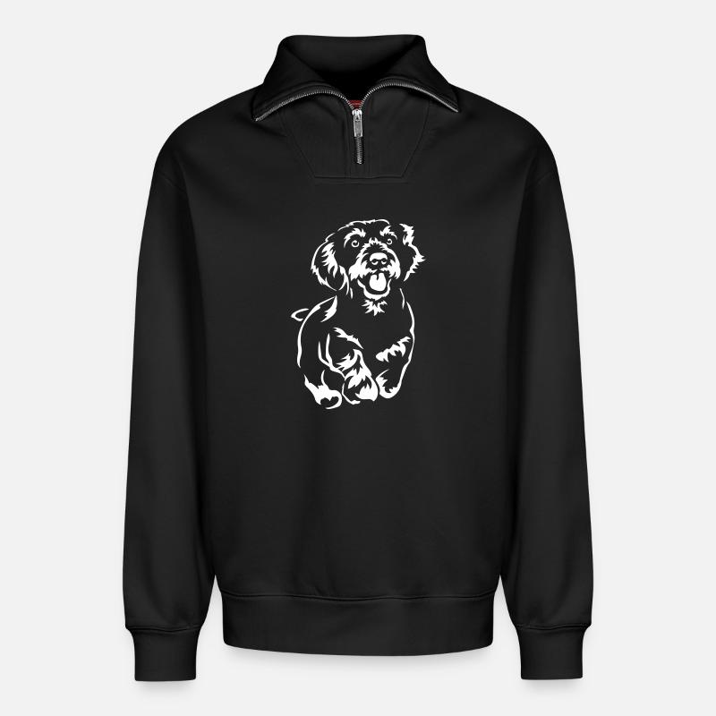 Dackel "Black Edition" - Relaxed Unisex Organic Half Zip Sweatshirt – von SPREAD - Schwarz