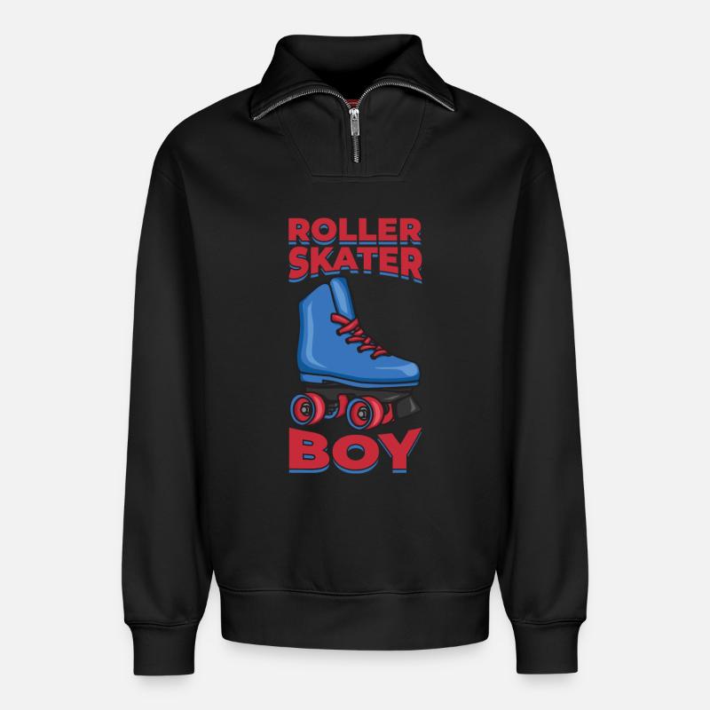Rollerskates Junge - Relaxed Unisex Organic Half Zip Sweatshirt – von SPREAD - Schwarz