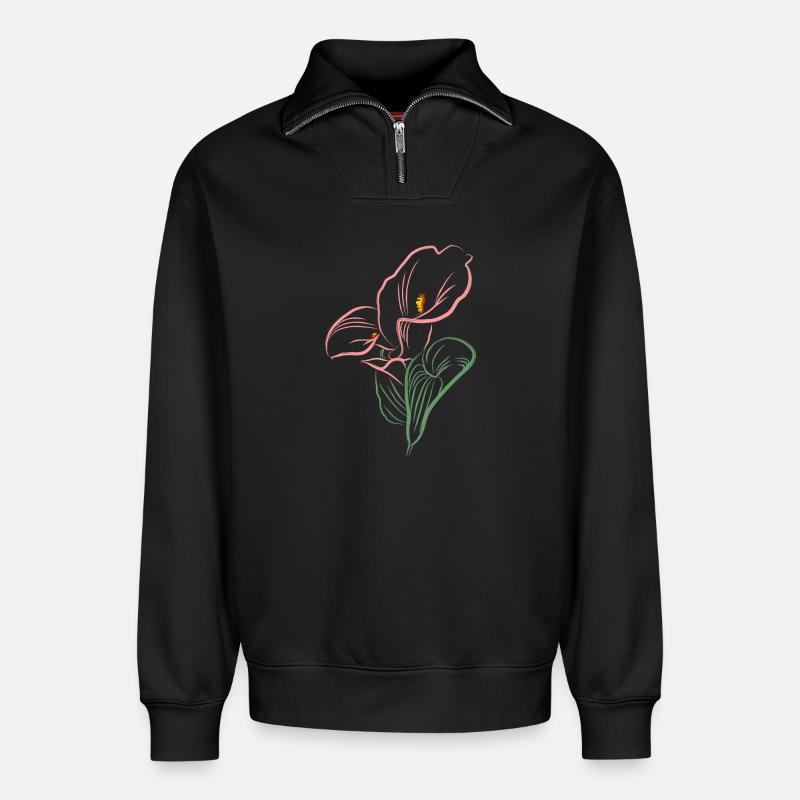 CALLA SoftPink - Relaxed Unisex Organic Half Zip Sweatshirt – by SPREAD - black