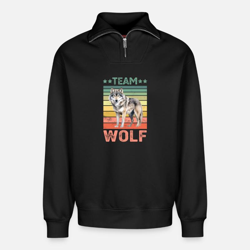 Wolf - Relaxed Unisex Organic Half Zip Sweatshirt – von SPREAD - Schwarz