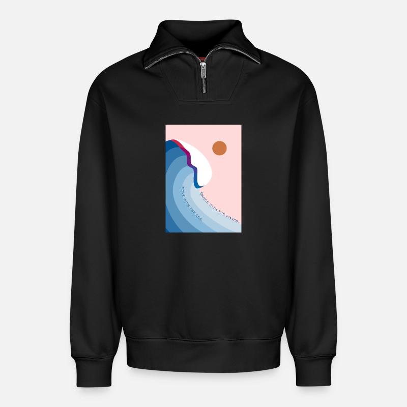 Dance with the waves 2 - Relaxed Unisex Organic Half Zip Sweatshirt – von SPREAD - Schwarz