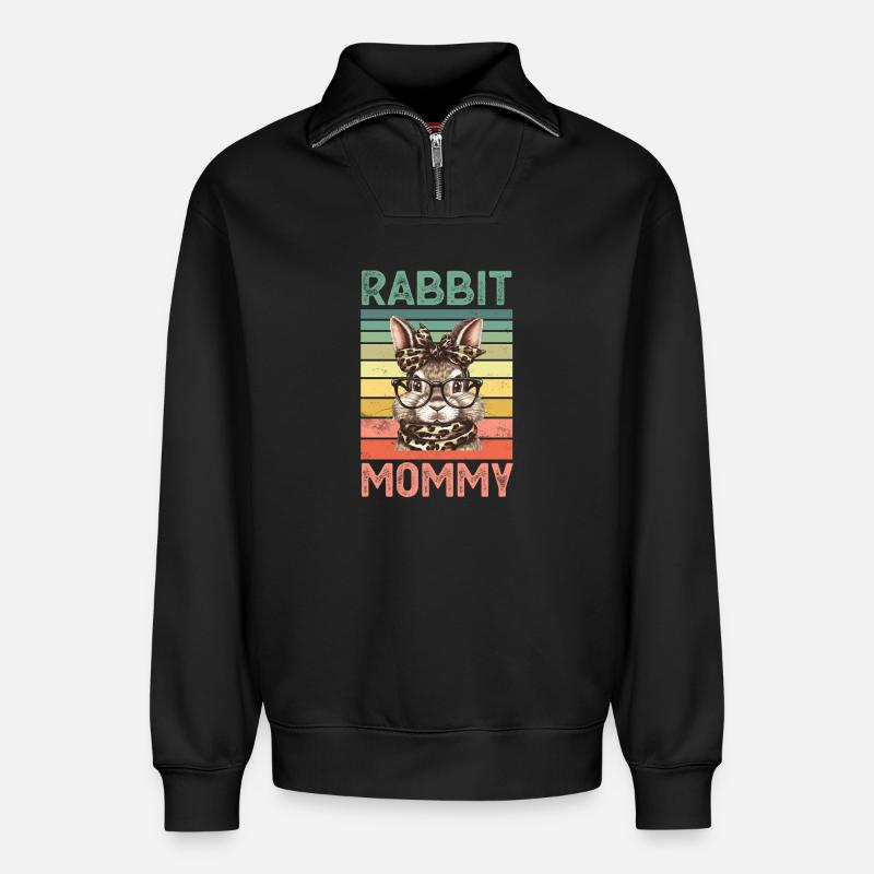 Rabbit Rabbit - Relaxed Unisex Organic Half Zip Sweatshirt – by SPREAD - black