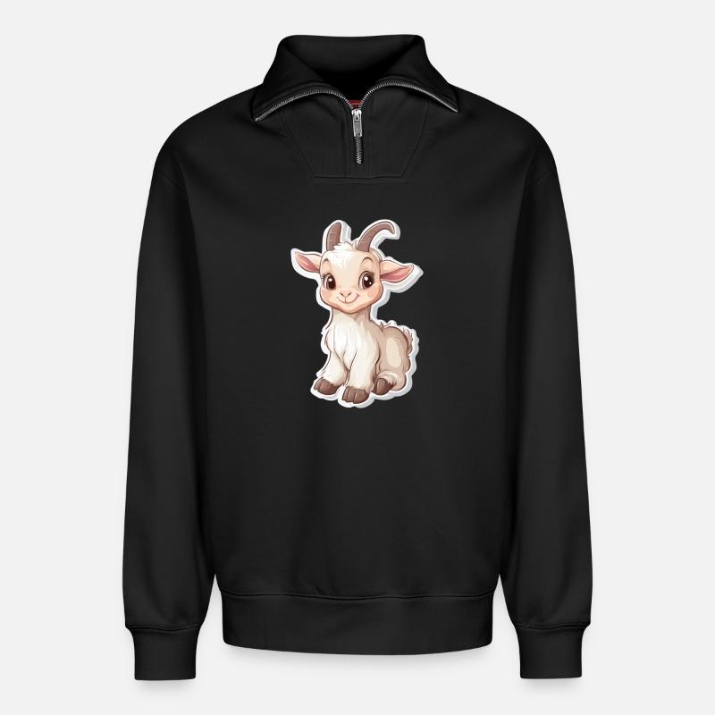 Ziege - Relaxed Unisex Organic Half Zip Sweatshirt – von SPREAD - Schwarz