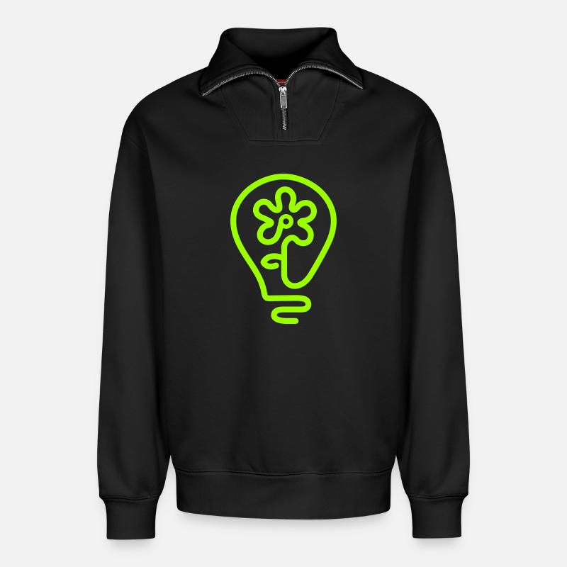 Flower-Power - Relaxed Unisex Organic Half Zip Sweatshirt – von SPREAD - Schwarz