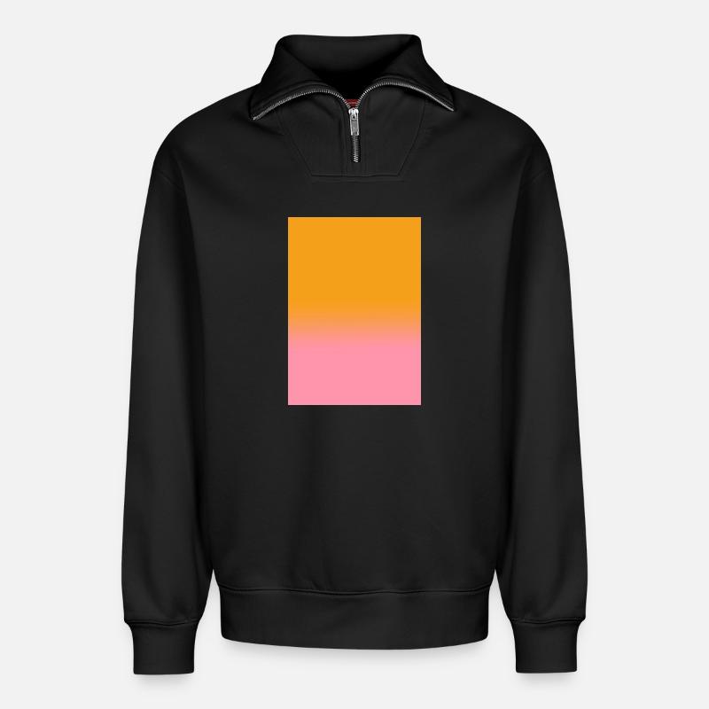 Gradient - orange pink customizable - Relaxed Unisex Organic Half Zip Sweatshirt – by SPREAD - black