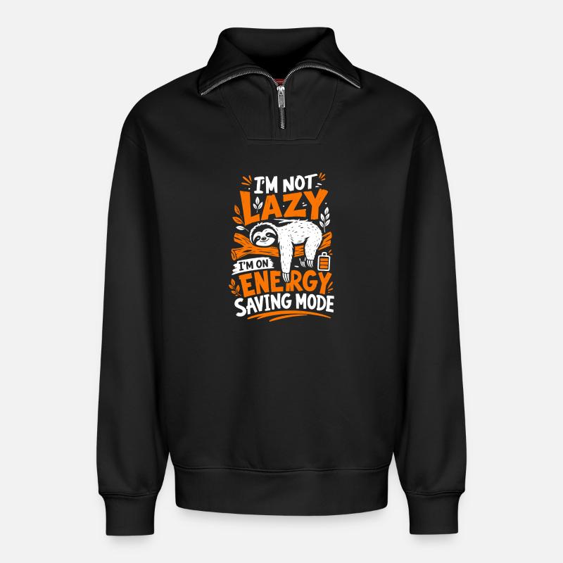 I’m Not Lazy Energy Saving Mode - Relaxed Unisex Organic Half Zip Sweatshirt – von SPREAD - Schwarz