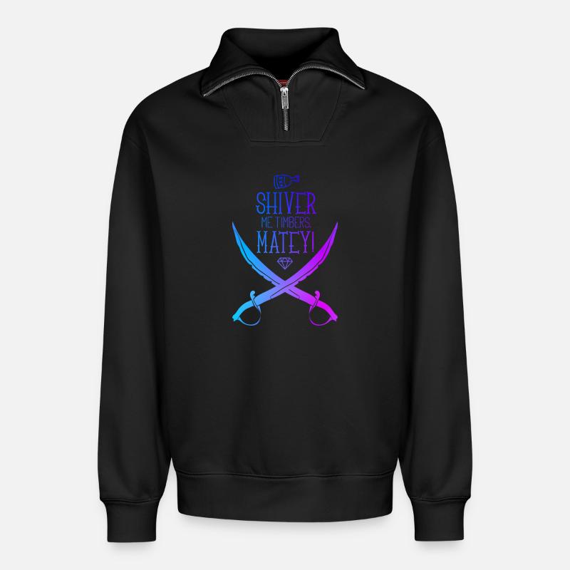 Piraten Säbel - Relaxed Unisex Organic Half Zip Sweatshirt – von SPREAD - Schwarz
