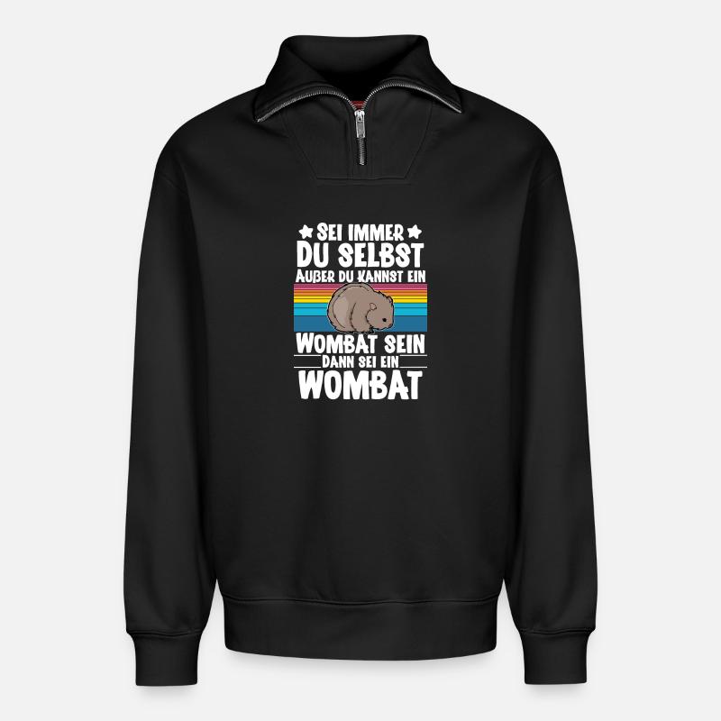 Wombat - Relaxed Unisex Organic Half Zip Sweatshirt – von SPREAD - Schwarz