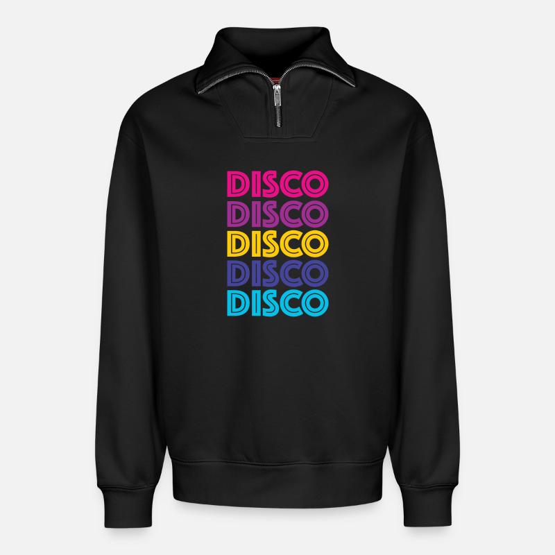 Disco Disco Disco - Relaxed Unisex Organic Half Zip Sweatshirt – by SPREAD - black