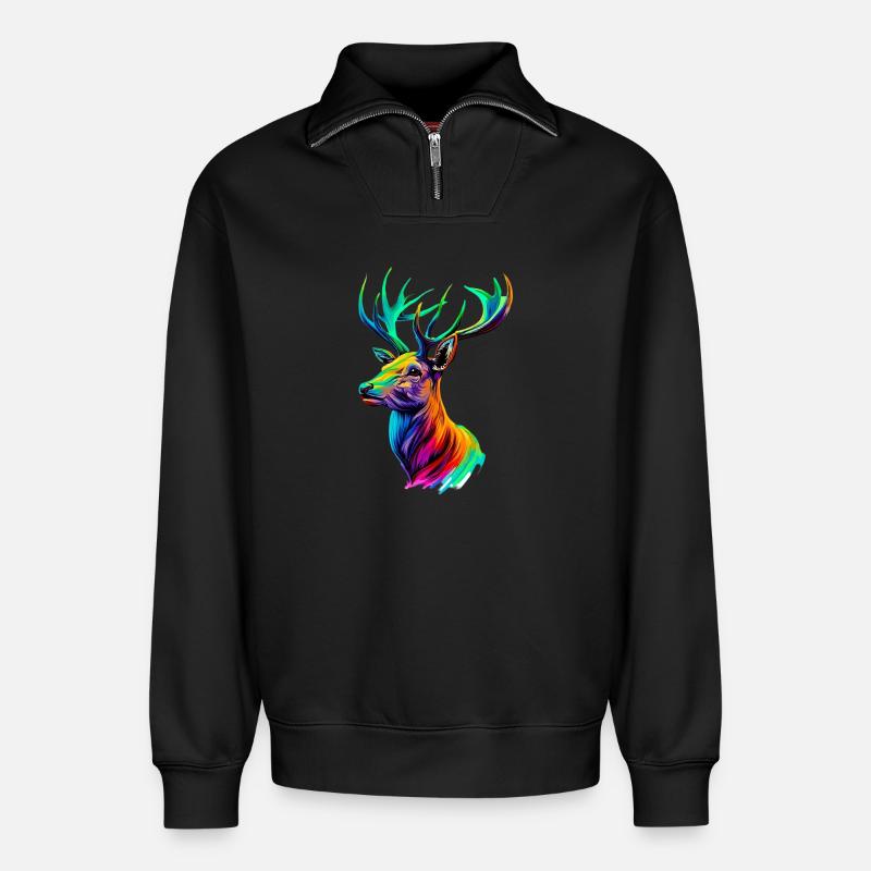 Hirsch - Relaxed Unisex Organic Half Zip Sweatshirt – von SPREAD - Schwarz