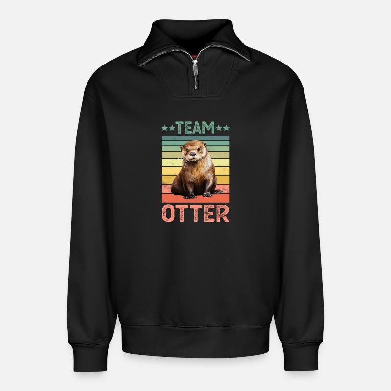 Otter - Relaxed Unisex Organic Half Zip Sweatshirt – von SPREAD - Schwarz