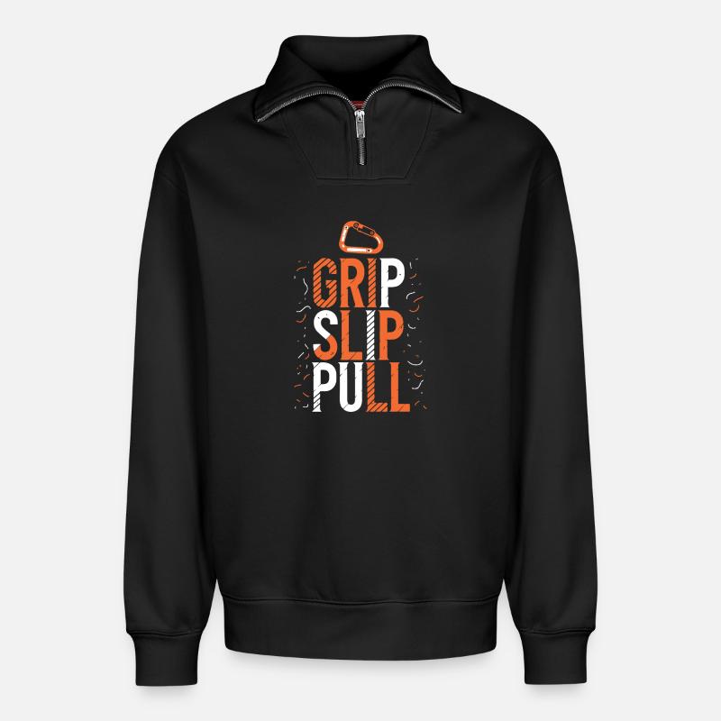 Grip Slip Pull Escalade - Sweat unisexe décontracté en coton biologique à demi-zip – de SPREAD - noir