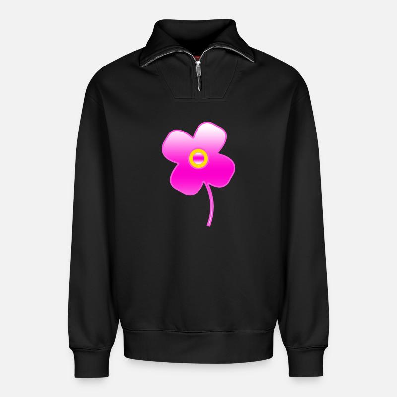 Blumen - Relaxed Unisex Organic Half Zip Sweatshirt – von SPREAD - Schwarz