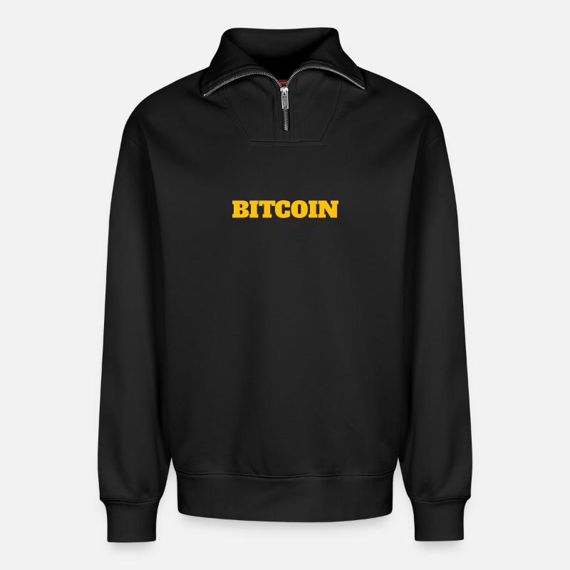 bitcoin - Relaxed Unisex Organic Half Zip Sweatshirt – von SPREAD - Schwarz