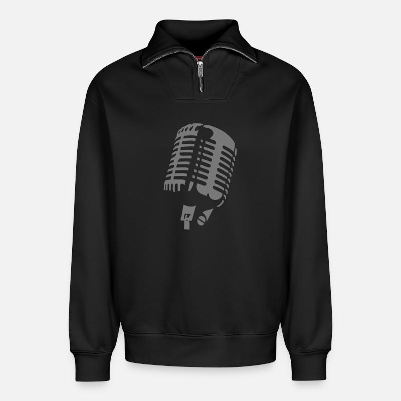 Mikro - Relaxed Unisex Organic Half Zip Sweatshirt – von SPREAD - Schwarz
