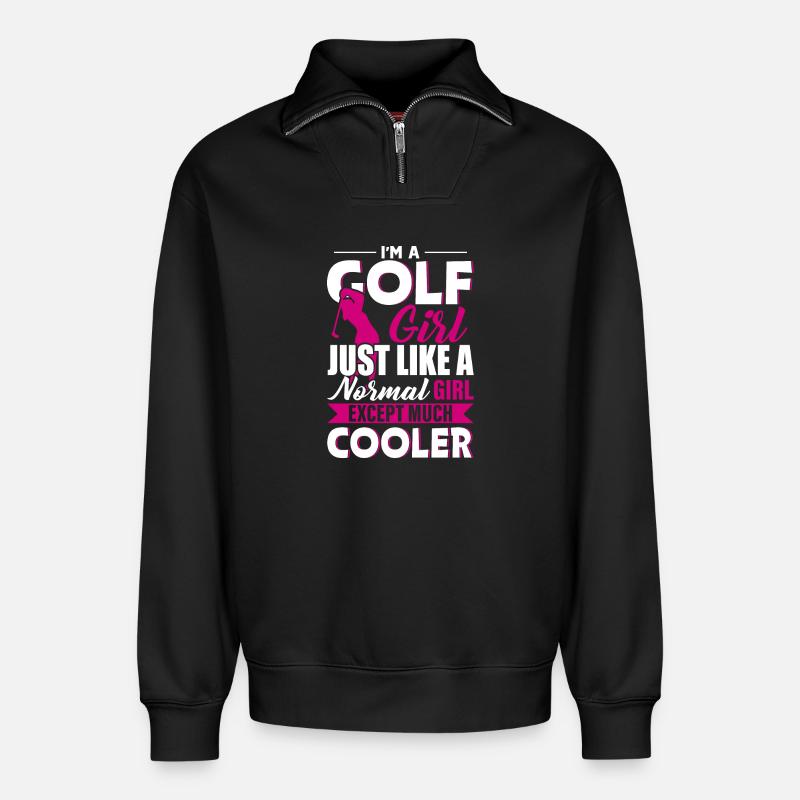Golfer - Relaxed Unisex Organic Half Zip Sweatshirt – by SPREAD - black