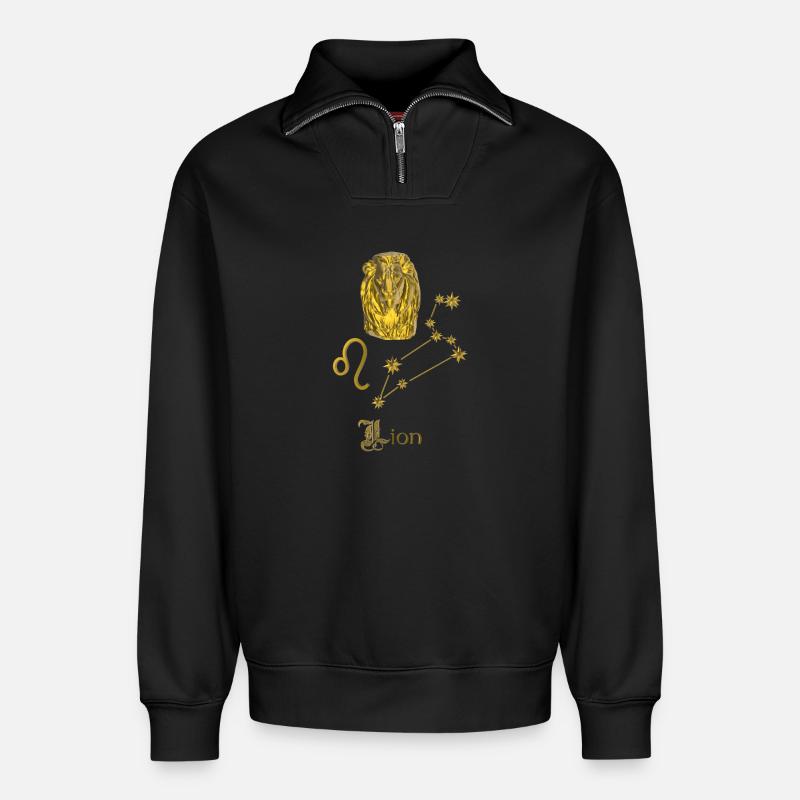 Sternzeichen Löwe 3D, gold - Relaxed Unisex Organic Half Zip Sweatshirt – von SPREAD - Schwarz
