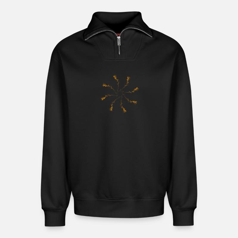 Firework pixel | gekreiseltes Windrad - Relaxed Unisex Organic Half Zip Sweatshirt – von SPREAD - Schwarz