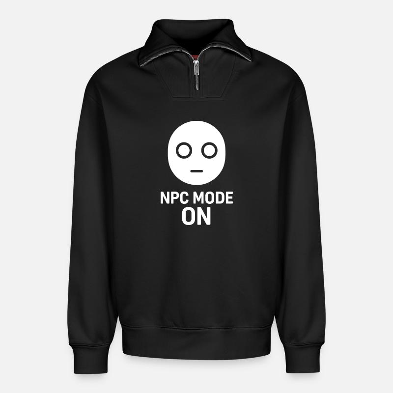 NPC Mode On - Relaxed Unisex Organic Half Zip Sweatshirt – by SPREAD - black