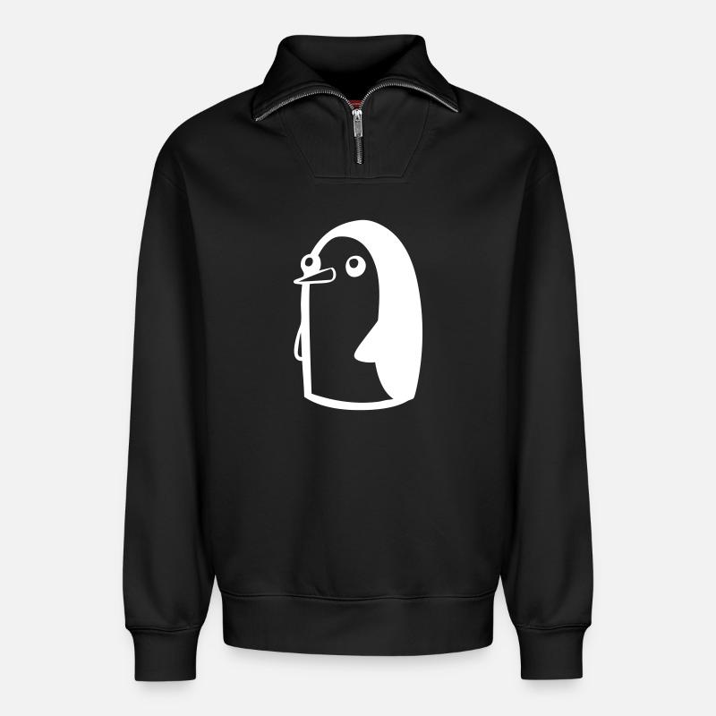 Süßer Pinguin Comic - Relaxed Unisex Organic Half Zip Sweatshirt – von SPREAD - Schwarz
