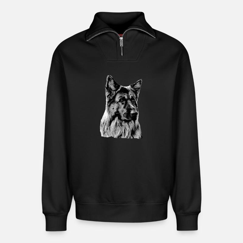 Schäferhund Deutscher Schäferhund German Shepherd - Relaxed Unisex Organic Half Zip Sweatshirt – von SPREAD - Schwarz