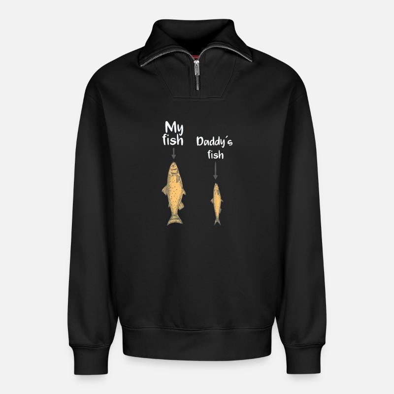 My fish, Daddy´s fish - Relaxed Unisex Organic Half Zip Sweatshirt – von SPREAD - Schwarz